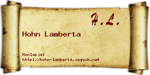 Hohn Lamberta névjegykártya